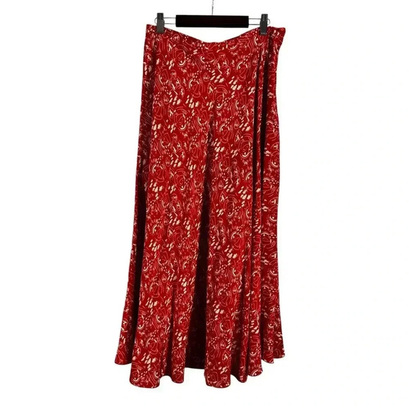 Vintage Argenti Women’s 100% Silk 2 Piece Button Blouse And Midi Skirt Red M - Picture 7 of 9